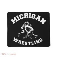 Michigan Wrestling 80s Distressed Retro Freestyle Wrestlers Mousepad thumb 0