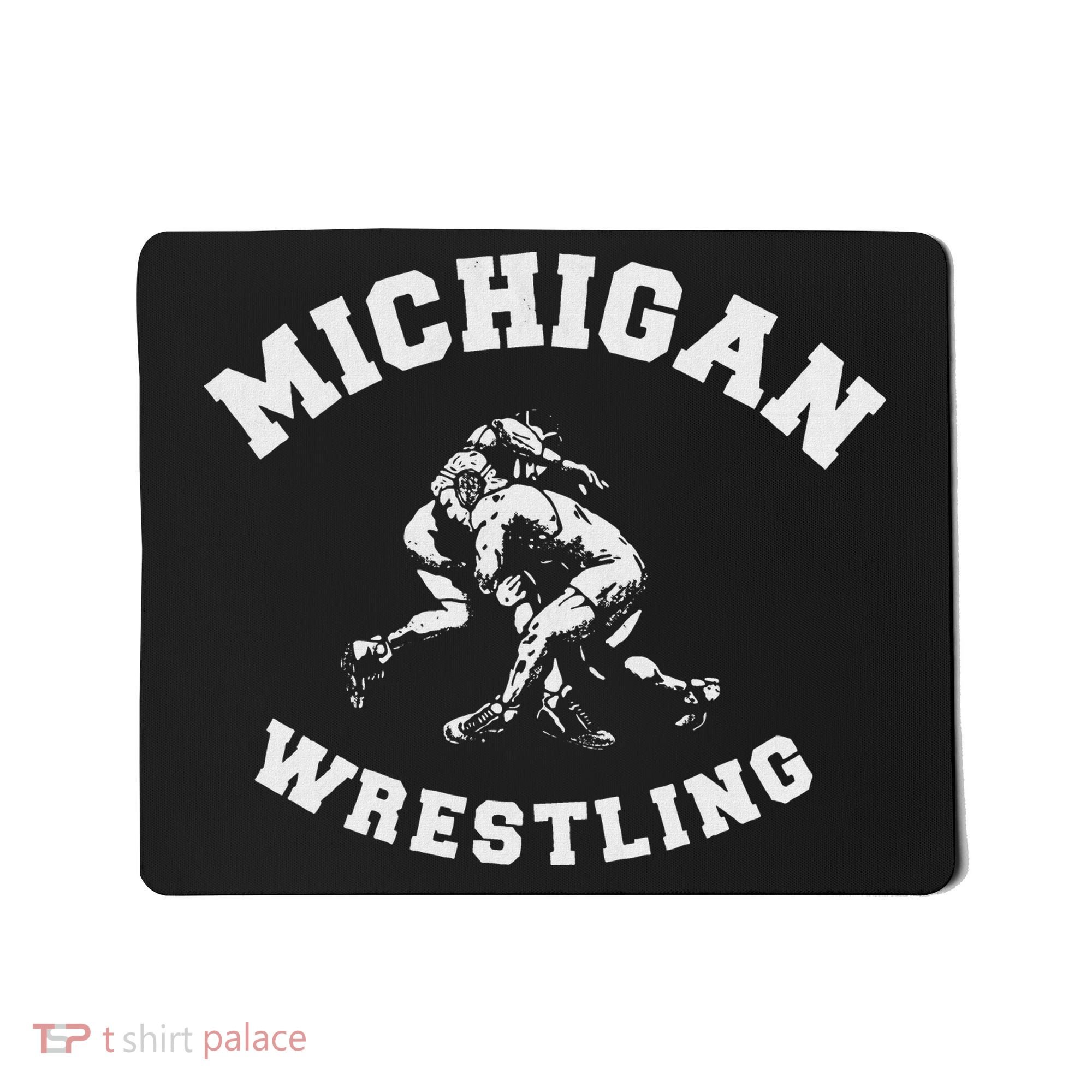 Michigan Wrestling 80s Distressed Retro Freestyle Wrestlers Mousepad