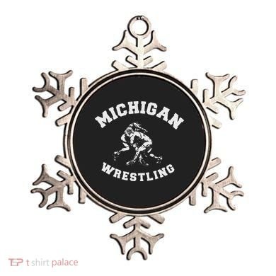 Michigan Wrestling 80s Distressed Retro Freestyle Wrestlers Ornament