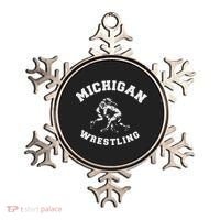 Michigan Wrestling 80s Distressed Retro Freestyle Wrestlers Ornament thumb 0