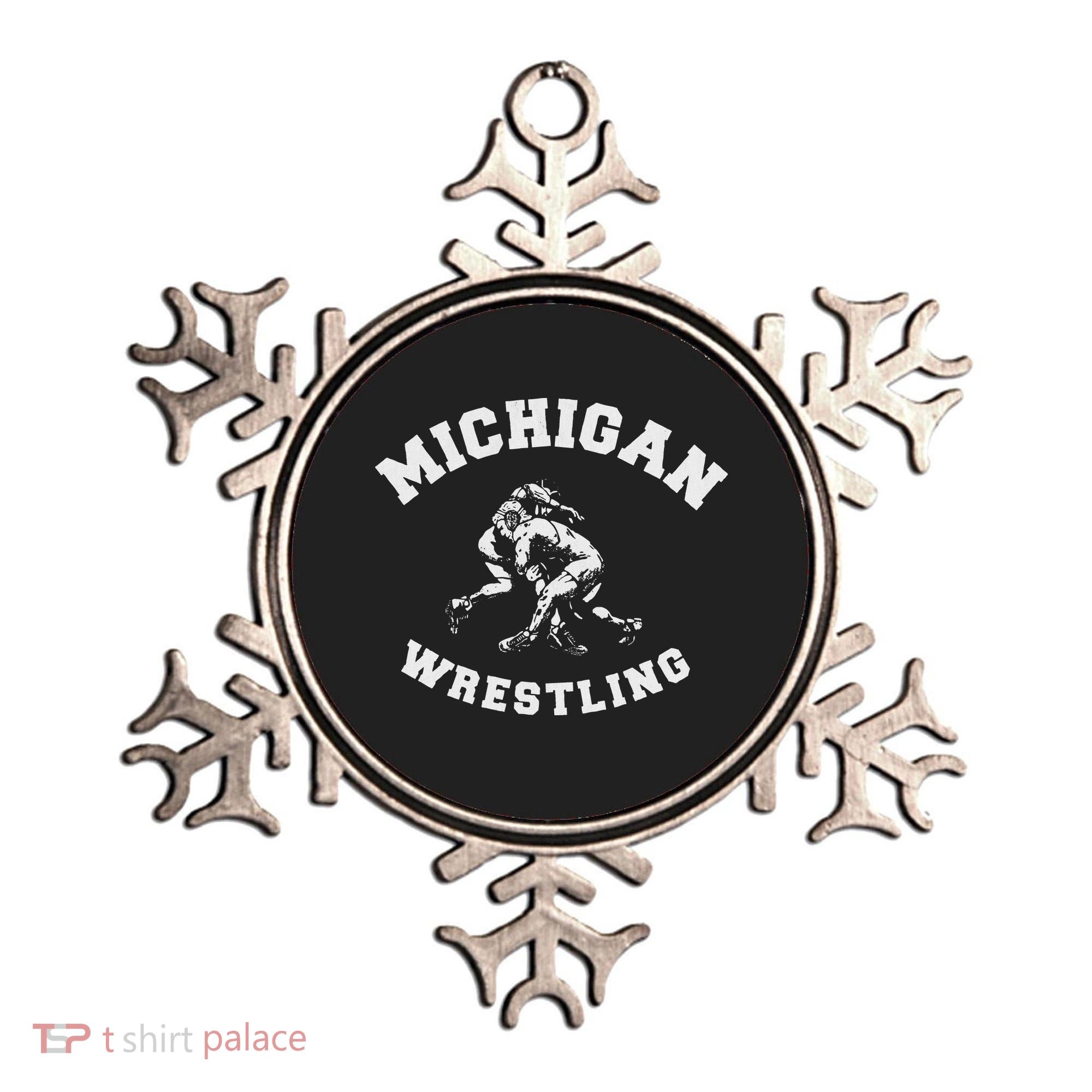 Michigan Wrestling 80s Distressed Retro Freestyle Wrestlers Ornament