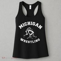 Michigan Wrestling 80s Distressed Retro Freestyle Wrestlers Women's Tank Top thumb 3