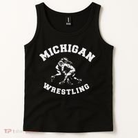 Michigan Wrestling 80s Distressed Retro Freestyle Wrestlers Tank Top thumb 2