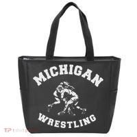 Michigan Wrestling 80s Distressed Retro Freestyle Wrestlers Tote Bag thumb 0
