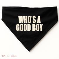 Moximimi WhoS A Good Boy Orange USA-Made Doggie Bandana thumb 0