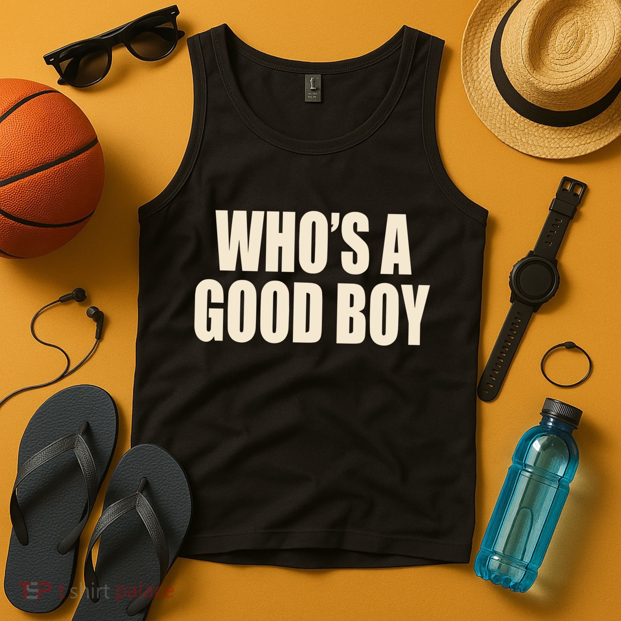 Moximimi WhoS A Good Boy Orange Tank Top