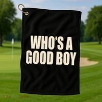 Moximimi WhoS A Good Boy Orange Golf Towel thumb 1