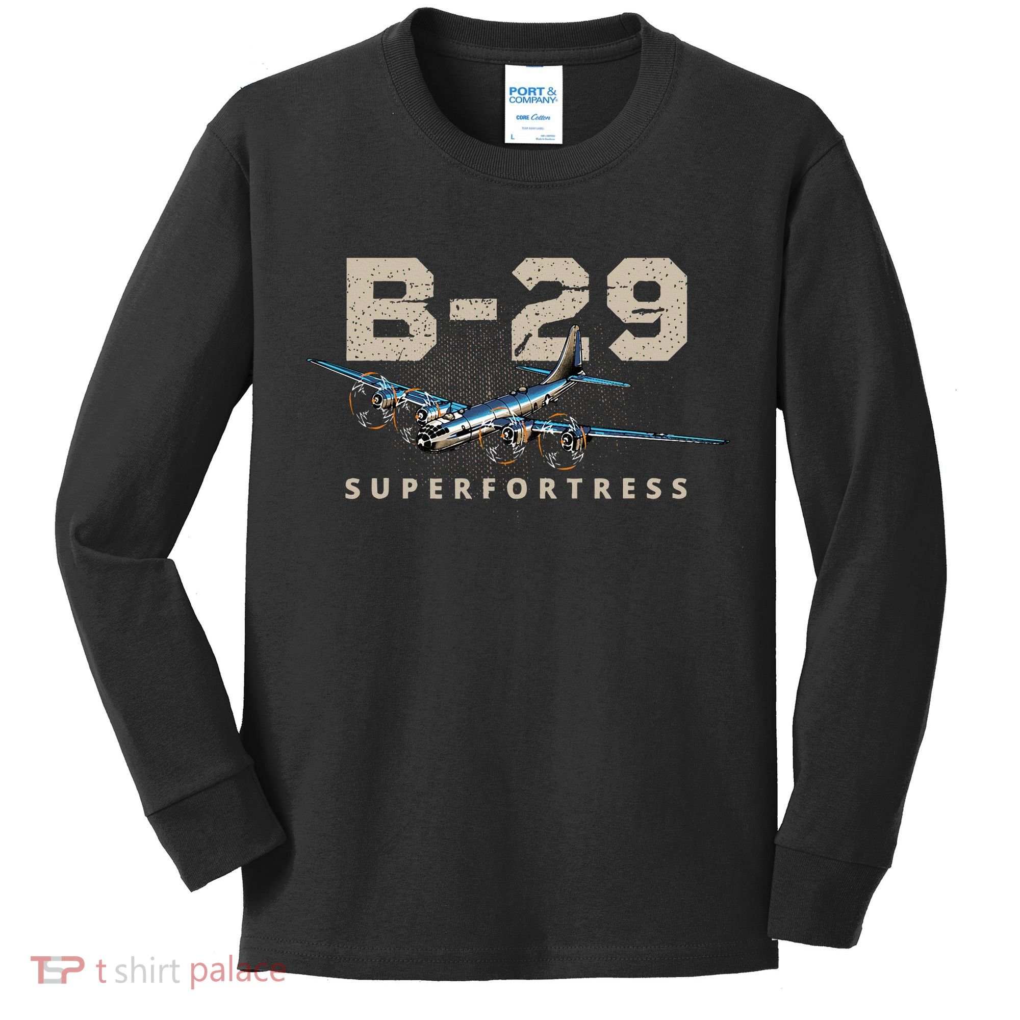 Military Warbird Airplane B29 Superfortress Kids Long Sleeve Shirt