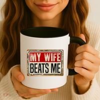 My Wife Beats Me Funny Husband Meme Coffee Mug thumb 3