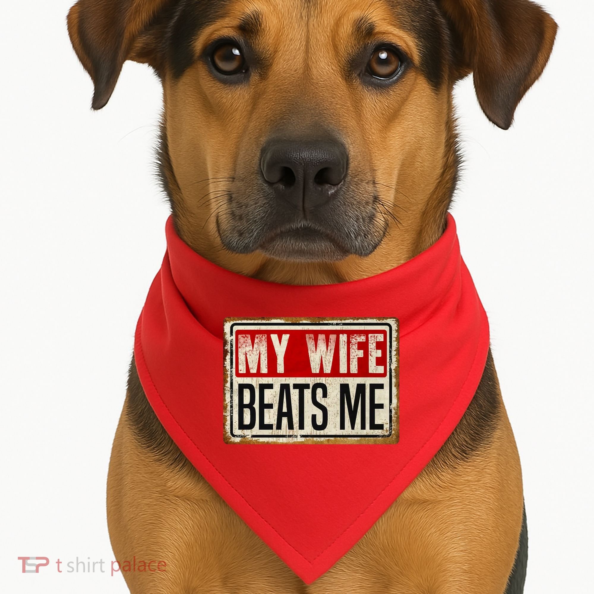 My Wife Beats Me Funny Husband Meme USA-Made Doggie Bandana