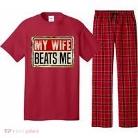 My Wife Beats Me Funny Husband Meme Pajama Set thumb 0