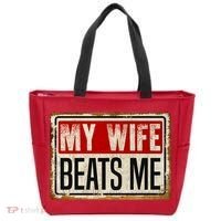 My Wife Beats Me Funny Husband Meme Tote Bag thumb 0