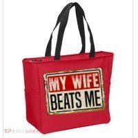 My Wife Beats Me Funny Husband Meme Tote Bag thumb 2