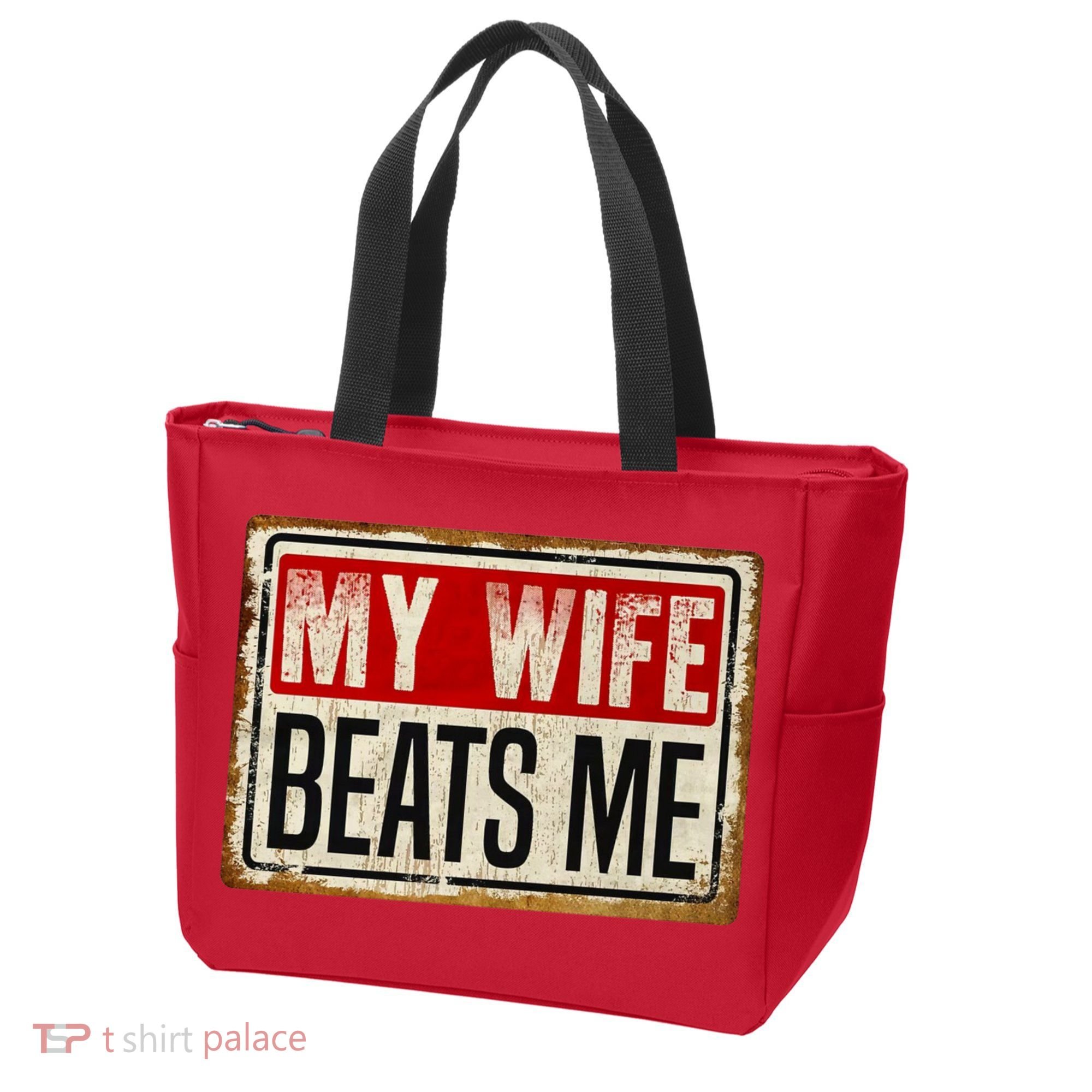 My Wife Beats Me Funny Husband Meme Tote Bag