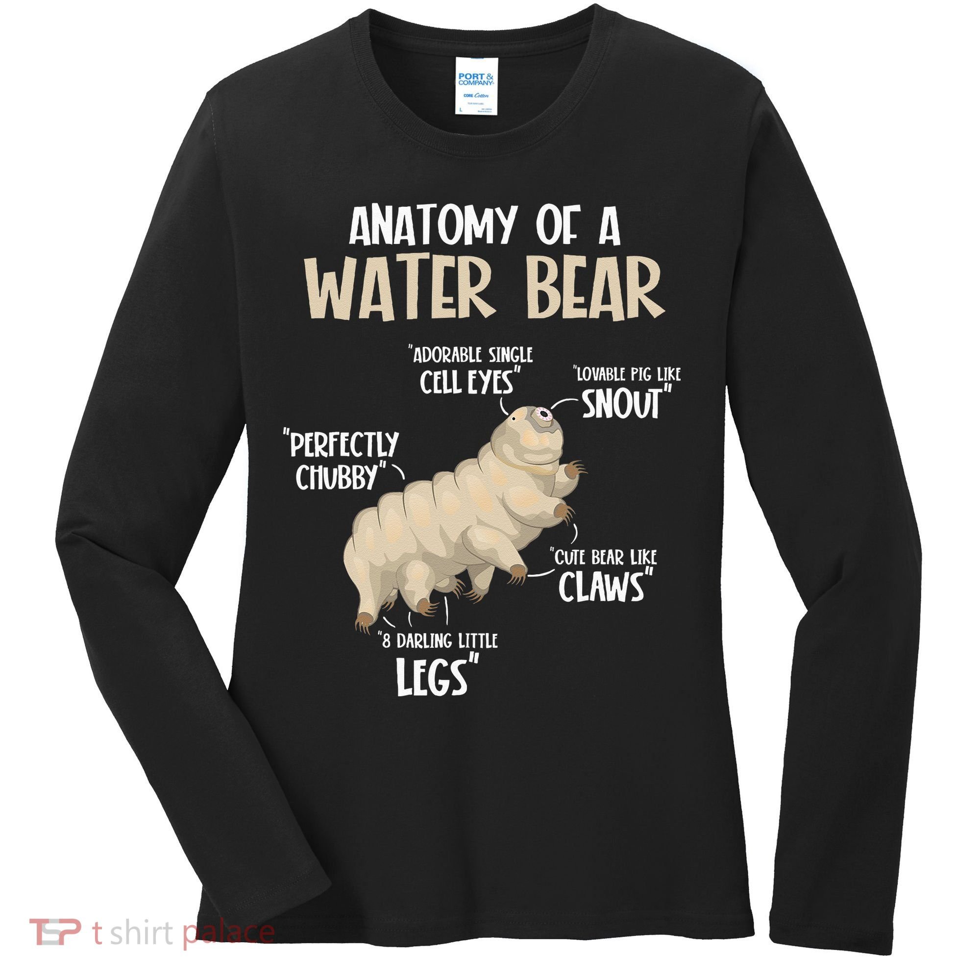 Microbiology Water Bear Science Facts Tardigrade Anatomy Women's Long Sleeve Shirt