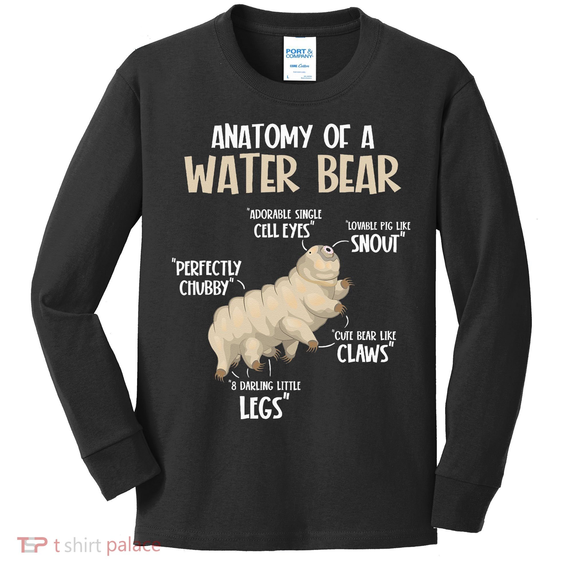 Microbiology Water Bear Science Facts Tardigrade Anatomy Kids Long Sleeve Shirt