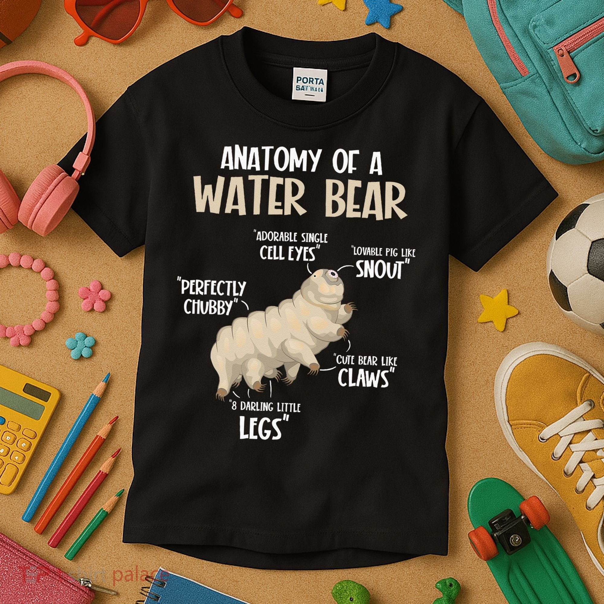Microbiology Water Bear Science Facts Tardigrade Anatomy Kids T-Shirt