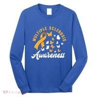 Ms Warrior Butterfly Ms Multiple Sclerosis Awareness Great Gift Long Sleeve Shirt thumb 0