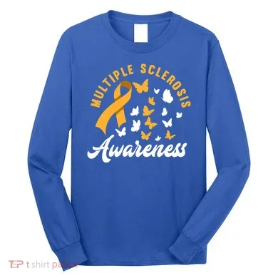 Ms Warrior Butterfly Ms Multiple Sclerosis Awareness Great Gift Long Sleeve Shirt
