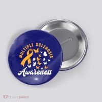 Ms Warrior Butterfly Ms Multiple Sclerosis Awareness Great Gift Button thumb 0
