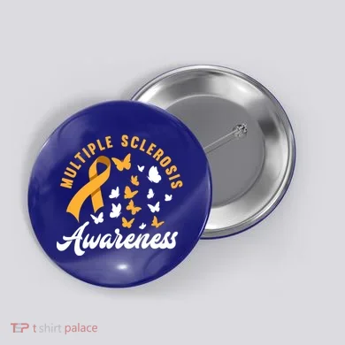 Ms Warrior Butterfly Ms Multiple Sclerosis Awareness Great Gift Button