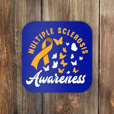 Ms Warrior Butterfly Ms Multiple Sclerosis Awareness Great Gift Coaster
