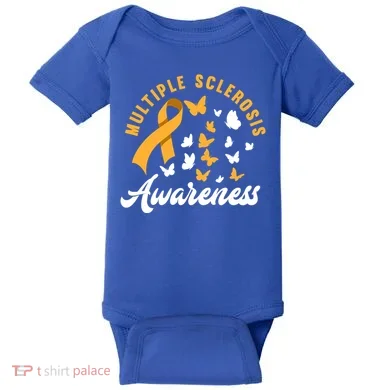 Ms Warrior Butterfly Ms Multiple Sclerosis Awareness Great Gift Baby Bodysuit
