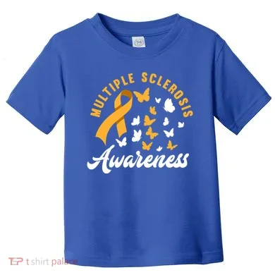 Ms Warrior Butterfly Ms Multiple Sclerosis Awareness Great Gift Toddler T-Shirt