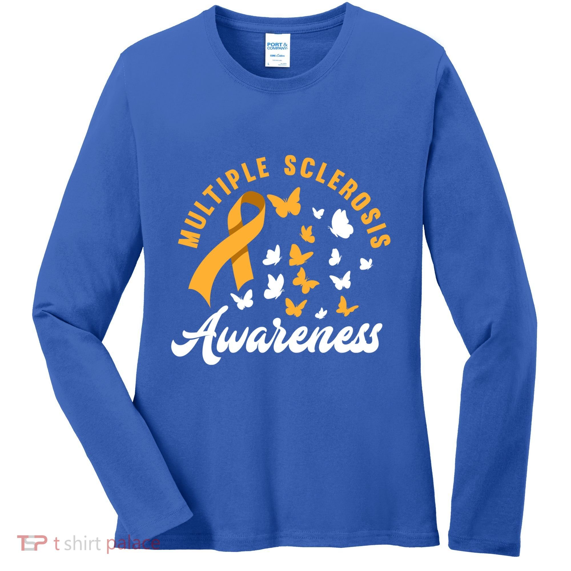 Ms Warrior Butterfly Ms Multiple Sclerosis Awareness Great Gift Women's Long Sleeve Shirt