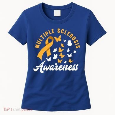Ms Warrior Butterfly Ms Multiple Sclerosis Awareness Great Gift Women's T-Shirt