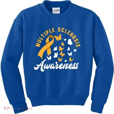 Ms Warrior Butterfly Ms Multiple Sclerosis Awareness Great Gift Kids Sweatshirt