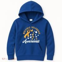 Ms Warrior Butterfly Ms Multiple Sclerosis Awareness Great Gift Kids Hoodie thumb 0