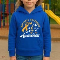 Ms Warrior Butterfly Ms Multiple Sclerosis Awareness Great Gift Kids Hoodie thumb 3