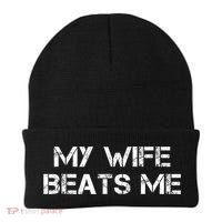 My Wife Beats Me Funny Husband Beanie thumb 0