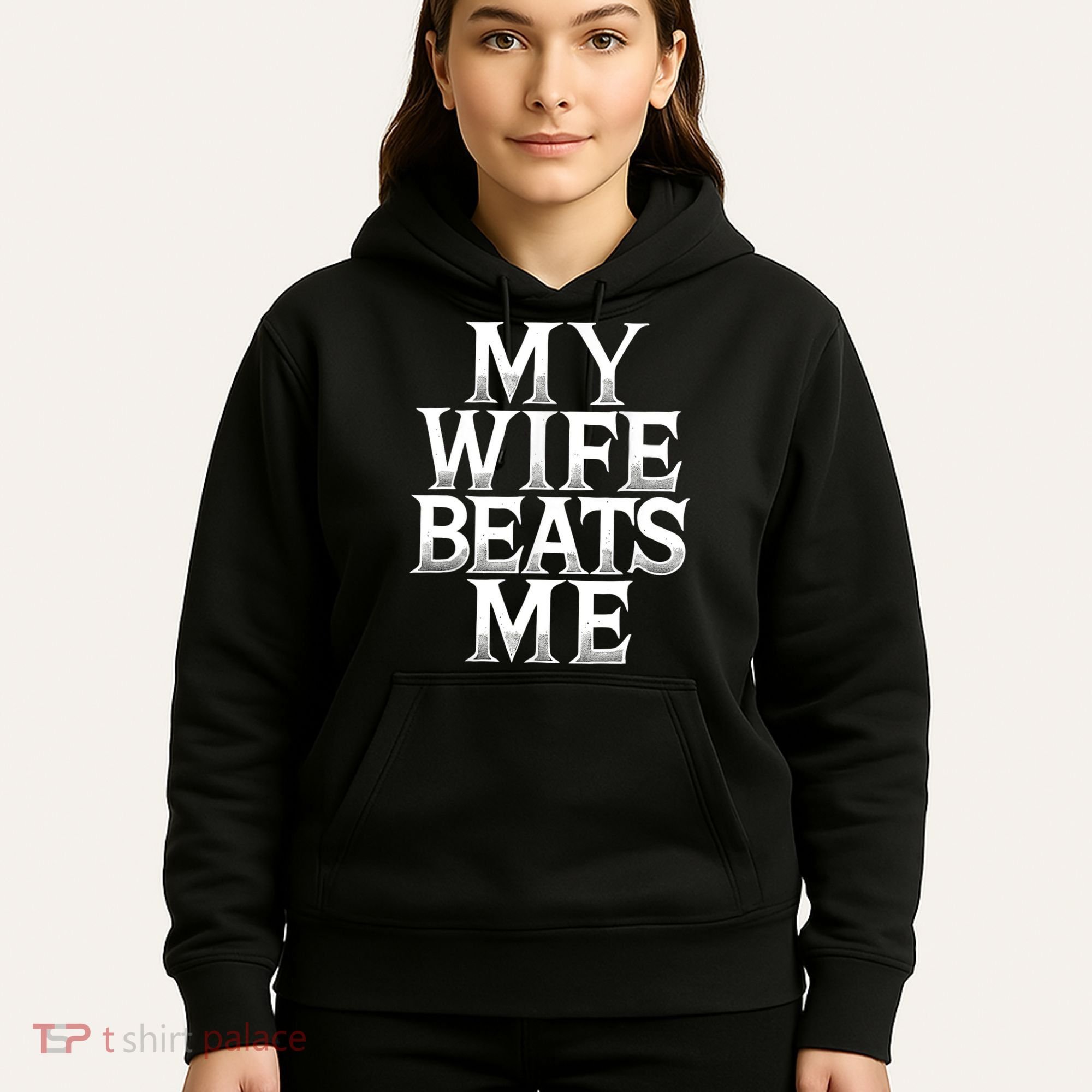My Wife B.e.a.t.s Me Funny Husband Joke  Hoodie