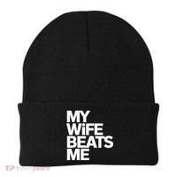 My Wife Beats Me Husband Funny Beanie thumb 0