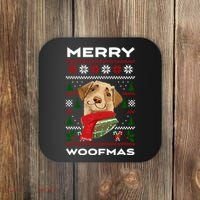 Merry Woofmas Cute Dog Ugly Christmas Coaster thumb 0