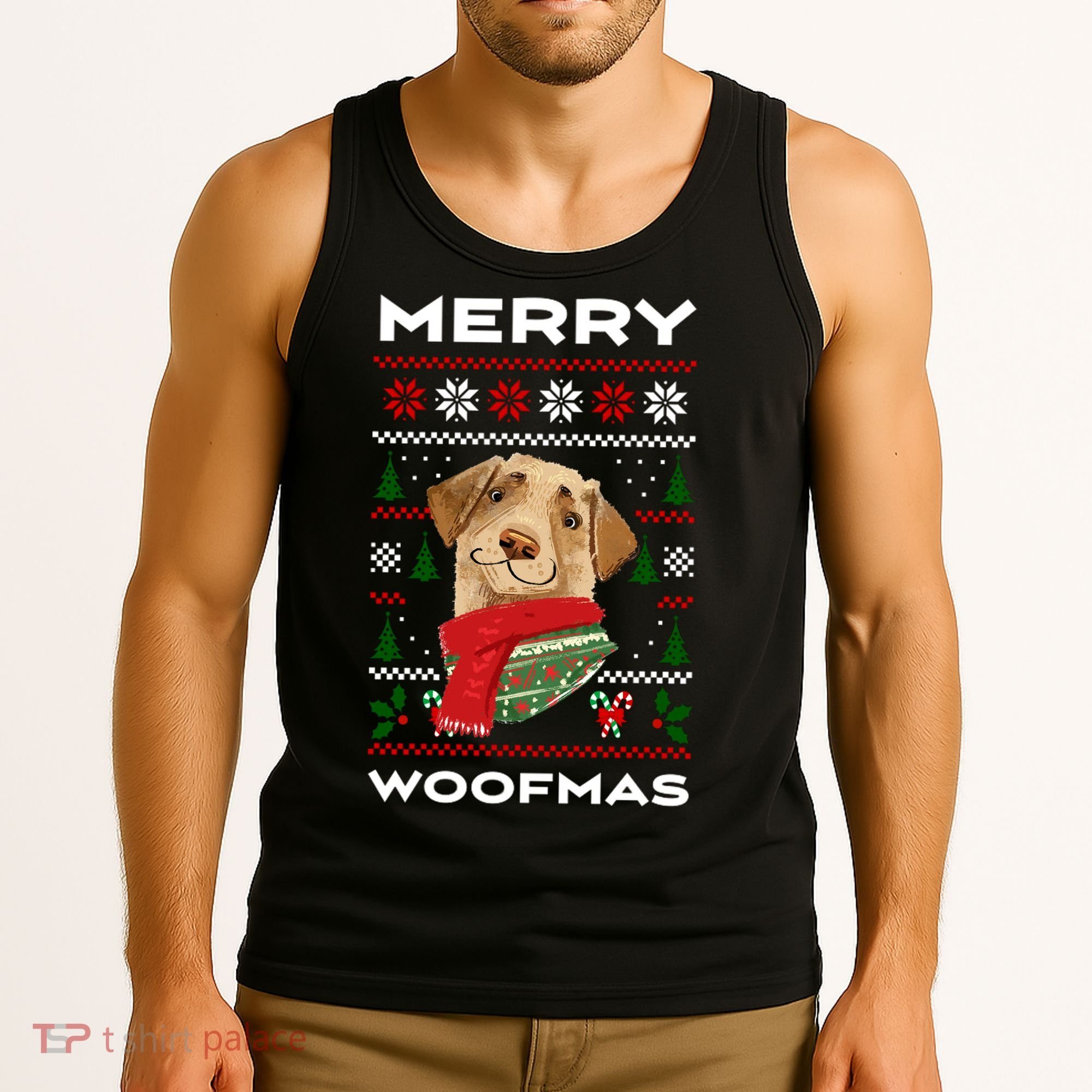 Merry Woofmas Cute Dog Ugly Christmas Tank Top