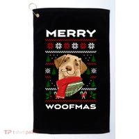 Merry Woofmas Cute Dog Ugly Christmas Golf Towel thumb 0