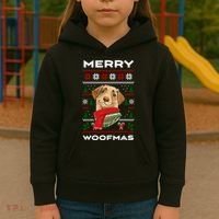 Merry Woofmas Cute Dog Ugly Christmas Kids Hoodie thumb 3