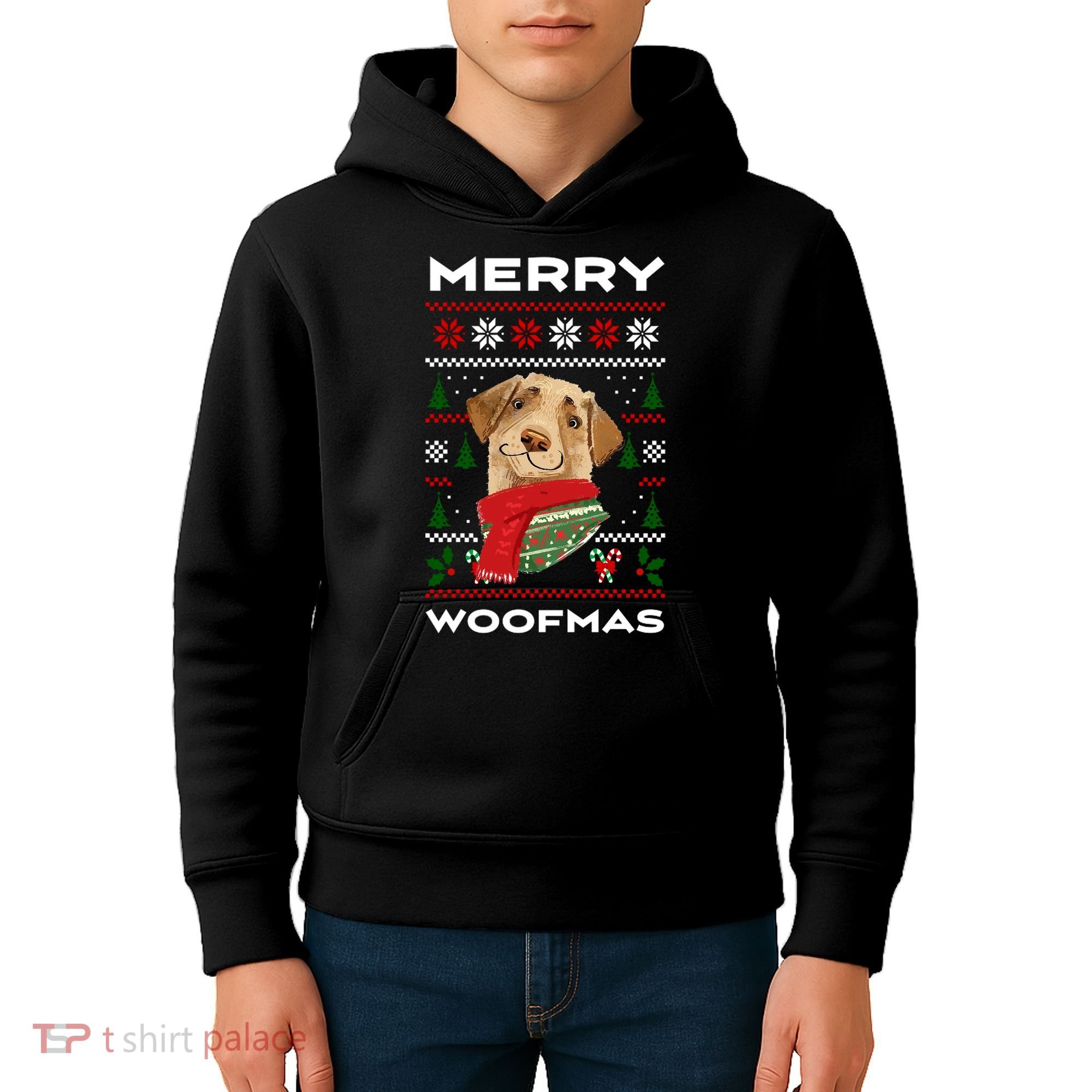 Merry Woofmas Cute Dog Ugly Christmas Kids Hoodie