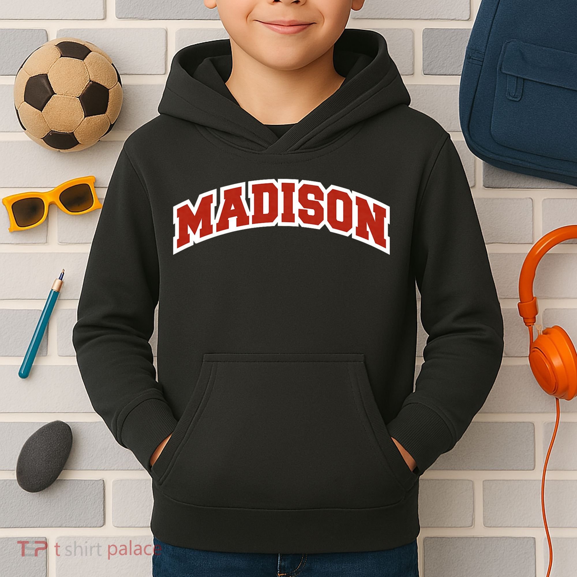 Madison Wisconsin Classic Athletic Sports Kids Hoodie