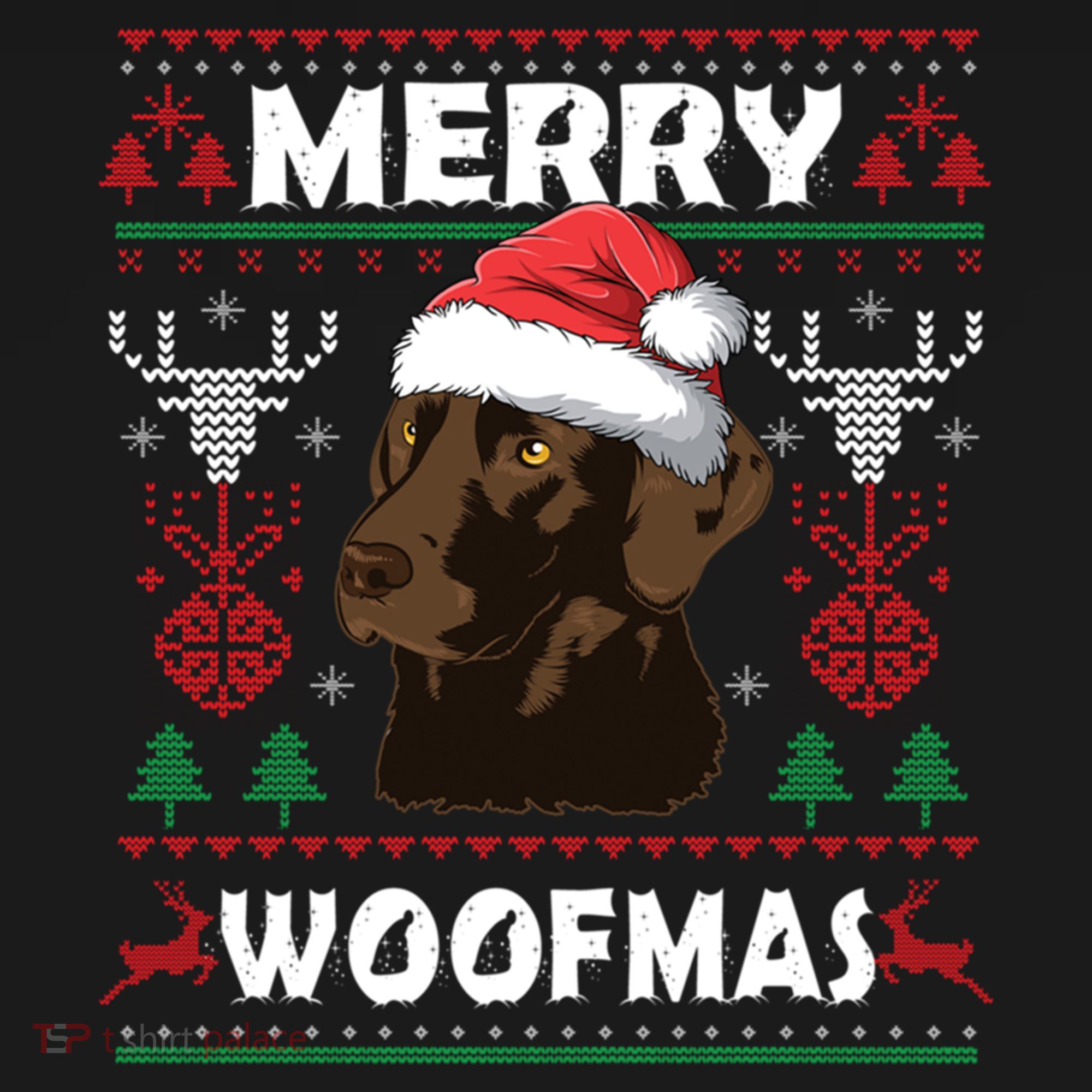 Merry Woofmas Chocolate Lab Santa Claus Dog Christmas Gift Women's Hoodie