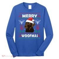 Merry Woofmas Chocolate Lab Santa Claus Dog Christmas Gift Long Sleeve Shirt thumb 0