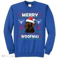 Merry Woofmas Chocolate Lab Santa Claus Dog Christmas Gift Sweatshirt thumb 0