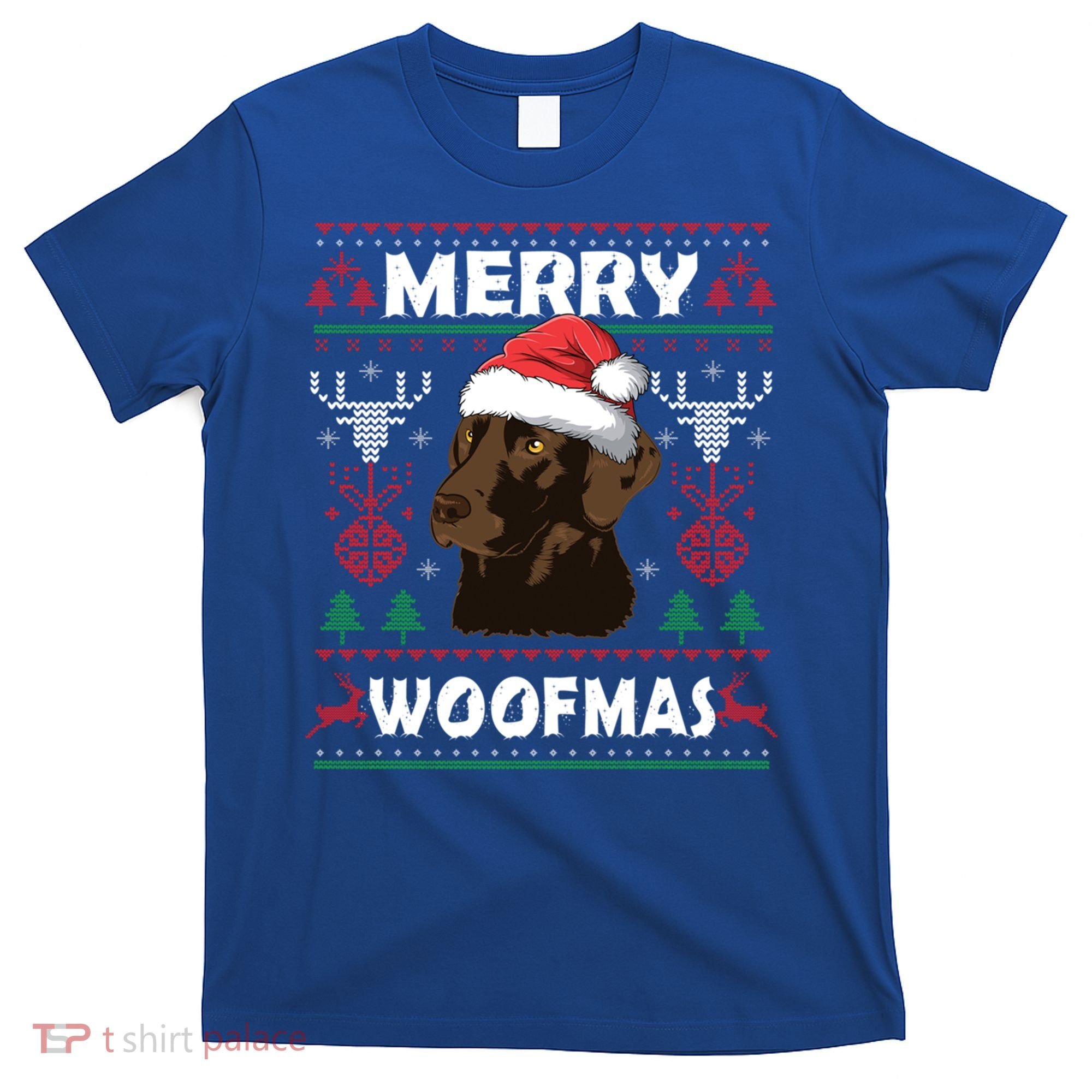 Merry Woofmas Chocolate Lab Santa Claus Dog Christmas Gift T-Shirt