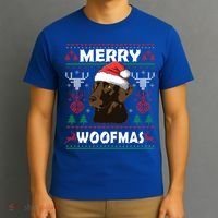 Merry Woofmas Chocolate Lab Santa Claus Dog Christmas Gift T-Shirt thumb 3