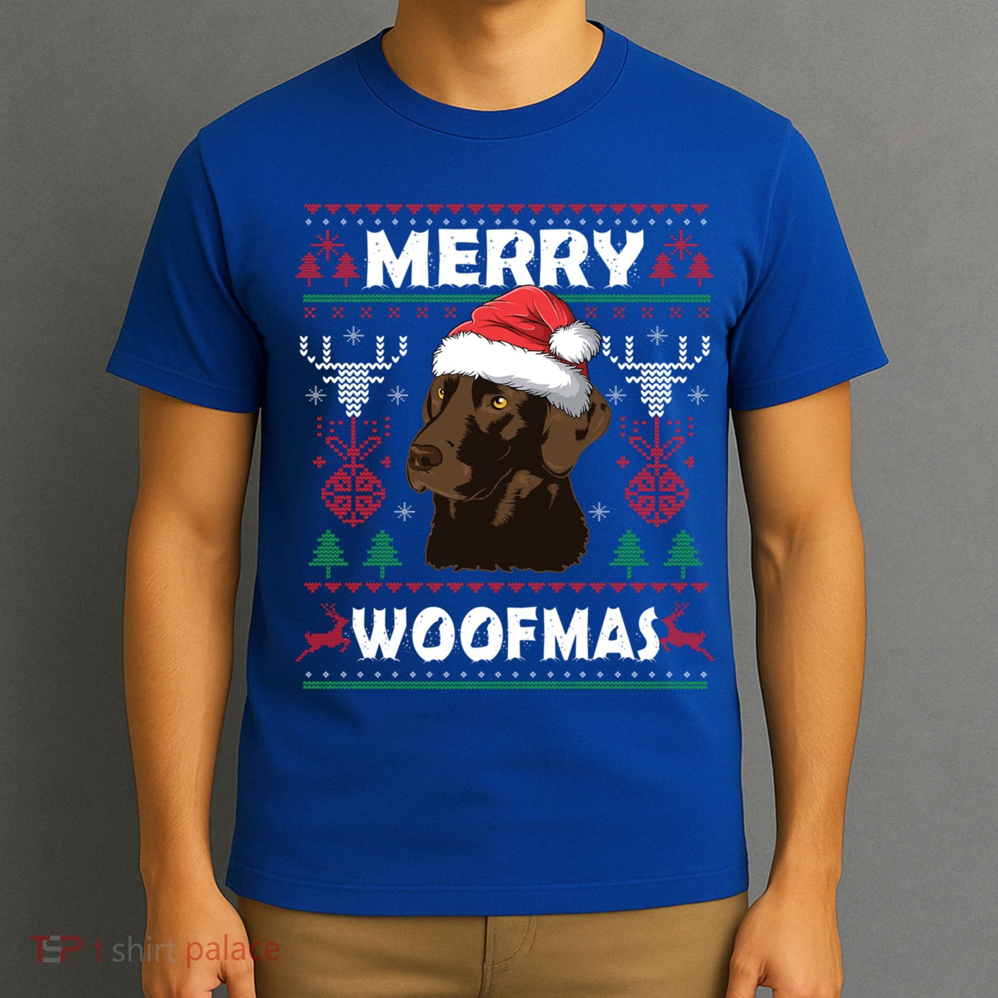 Merry Woofmas Chocolate Lab Santa Claus Dog Christmas Gift T-Shirt