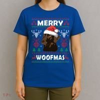 Merry Woofmas Chocolate Lab Santa Claus Dog Christmas Gift T-Shirt thumb 4