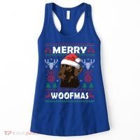 Merry Woofmas Chocolate Lab Santa Claus Dog Christmas Gift Women's Tank Top thumb 0
